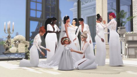 Wedding pose pack #1 by Trending.sims Sims 4 Wedding Bridesmaid, Wedding Dress Poses, Sims 4 Wedding Dress, Prom Photography Poses, Dress Poses, Sims 4 Couple Poses, Bridesmaid Poses, Sims 4 Black Hair, Sims 4 Traits