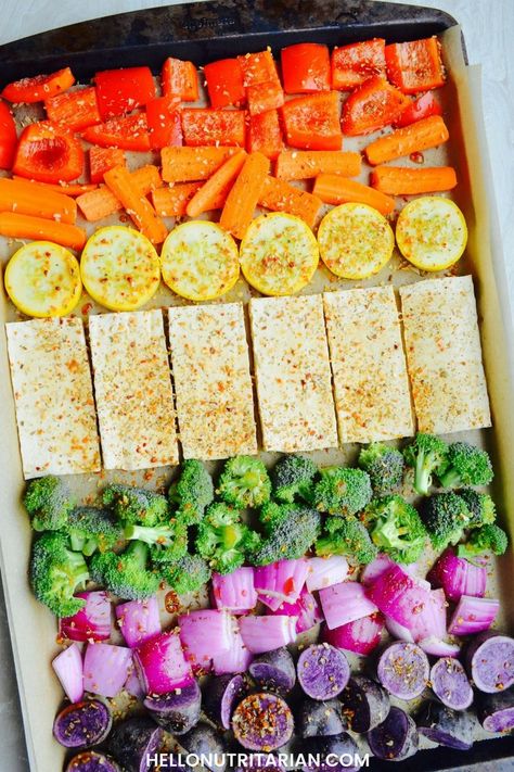 Tofu Sheet Pan, Vegan Sheet Pan, Batch Meals, Nutritarian Diet, Dr Fuhrman, Tofu Vegan, Wfpb Recipes, Large Salad, Eat To Live