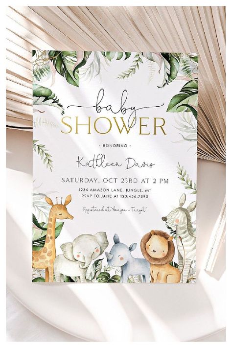 Decoracion Baby Shower Safari, Baby Shower Girl Ideas, Bearly Wait Baby Shower Invitations, Safari Baby Shower Girl, Safari Baby Shower Boy, Jungle Safari Baby, Jungle Safari Baby Shower, Recuerdos Baby Shower, Baby Shower Safari Theme