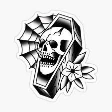 Coffin Tattoos, Coffin Flash Tattoo, Traditional Casket Tattoo, Small Coffin Tattoo, Black Coffin Tattoo Design, Coffin Tattoo Traditional, Coffin With Roses Tattoo, Coffin Tattoo Design, Traditional Tombstone Tattoo