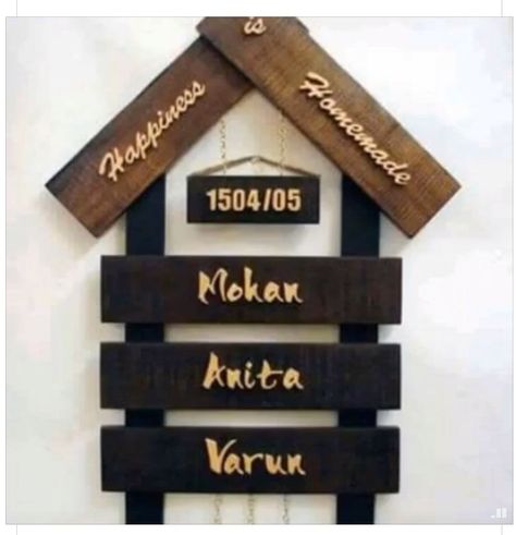 Wooden Nameplate, Wooden Name Plates, Ideas Terraza, Door Name Plates, Door Name, Door House, Name Plates For Home, Name Plate Design, Plate Ideas