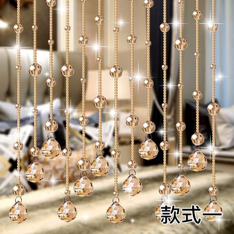 New crystal bead curtain living room partition curtain perforated free bedroom decorative curtain Curtain Living Room, Partition Curtain, Bead Curtain, String Curtains, Living Room Window, Living Room Partition, Room Window, Room Partition, Beaded Curtains