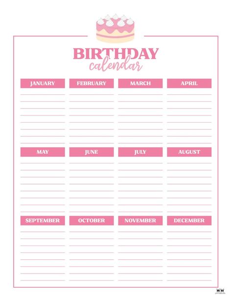 Family Birthday Calendar, Birthday Planner, Birthday Tracker, Doodle Quotes, Classroom Birthday, Office Birthday, Birthday Calendar, School Planner, Free Birthday