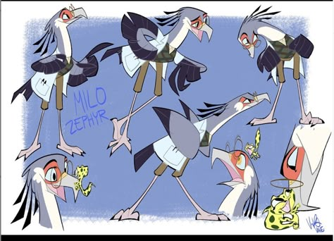 "Milo Zephyr the secretary bird! Biologist, zoologist and full-time daddy to his adopted daughter Pip" Secretary Bird, Disney Art Style, Anthropomorphic Animals, Zootopia Art, The Secretary, Cartoon Birds, Character Design Animation, Bird Drawings, Character Design References