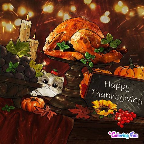 Thanksgiving Anime, Happy Thanksgiving Pictures, Thanksgiving Pictures, Thanksgiving Color, Anime Halloween, Colouring Pics, Coloring Apps, Food Illustrations, Autumn Inspiration