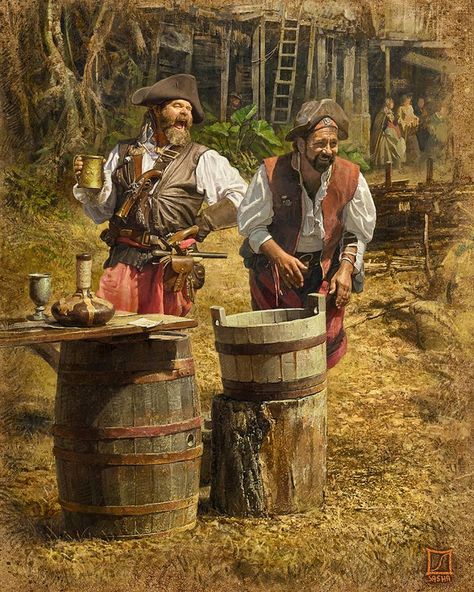 hunting   https://salmochar.wordpress.com/ Pirate Garb, Sea Pirates, Pirate Books, Golden Age Of Piracy, Long John Silver, Pirate Art, Port Royal, Black Sails, Pirate Life