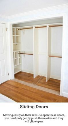 Sliding Door Closet, Bedroom Closet Doors, Creative Closets, Ikea Closet, Bifold Closet Doors, Wardrobe Organisation, Closet Remodel, Sliding Closet Doors, Rolling Door