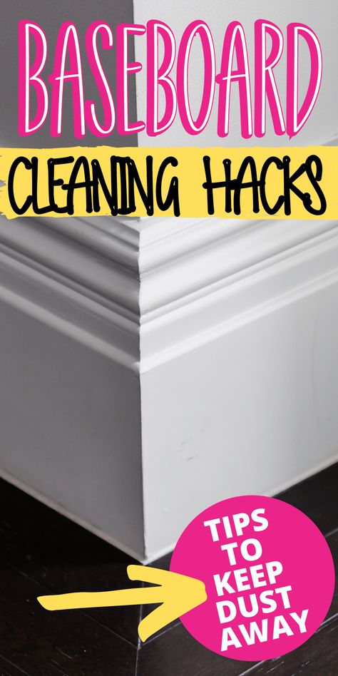 Learn how to clean your baseboards fast. These cleaning hacks really do work great! Use them to clean your house! How To Clean Trim Baseboards, Dust Baseboards Cleaning Tips, How To Wash Baseboards, Dusting Baseboards Cleaning Tips, Clean Baseboards With Fabric Softener, Deep Clean Baseboards, What To Clean Baseboards With, Wall And Baseboard Cleaner, How To Clean Baseboards Tips And Tricks