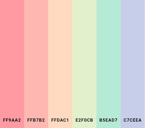 Pastel And Neon Color Schemes, Pastel Rainbow Color Palette Hex Codes, Pastel Rainbow Pallet, Pastel Bright Color Palette, Neon Pastel Color Palette, Pallete Color Pastel, Pastel Color Palette Soft, Bright Pastel Color Palette, Preppy Color Palette