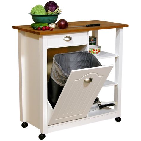 Find Kitchen Island With Trash Bin . A kitchen island with trash bin compartment is not only practical for those who don’t seem to have enough kitchen cupboard space to keep their garbage, but it also offers extra counter space as well. Plus, a kitchen island with bin storage also gives you the opportunity to bring … Kitchen Island With Trash Bin, Kitchen Island With Trash, Butcher Block Cart, Small Kitchen Cart, Trash Storage, Kitchen Island On Wheels, Butcher Block Kitchen, Rolling Kitchen Island, Kitchen Addition