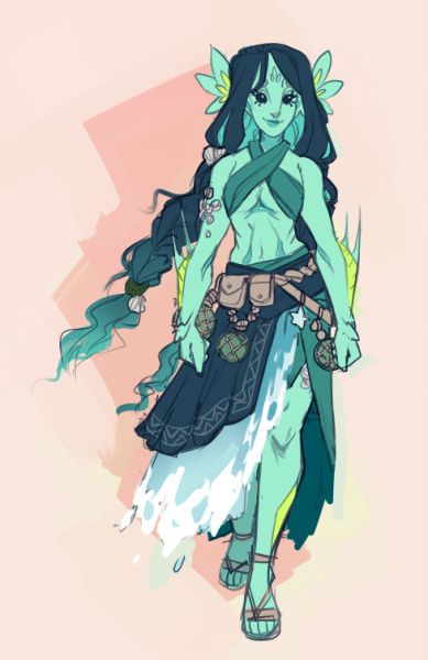 Triton Druid Dnd, Ocean Druid Dnd, Ocean Themed Dnd Character, Ocean Outfit Drawing, Merfolk Outfit, Ocean People Fantasy Art, Water People Art, Dnd Water Genasi Female Druid, Dnd Genasi Water