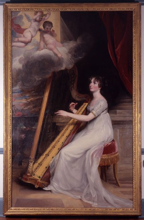 American Paintings: St. Cecilia, a Portrait (Mrs. Richard Crowninshield Derby) by John Singleton Copley (1803) Harp Art, John Singleton Copley, John Singleton, Saint Cecilia, St Cecilia, Santa Cecilia, Historical Painting, Art Exhibitions, American Painting