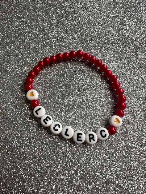 Lightning Mcqueen Bracelet, Charles Leclerc Bracelet, Ferrari Bracelet, Pearl Beaded Bracelet, After Care, Beads Craft Jewelry, Red Pearl, Friendship Bracelets Diy, Ferrari F1