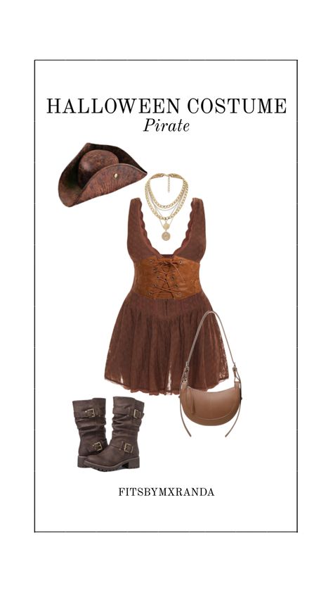 Halloween Costume Inspo | #outfitinspo #fashion #halloween #halloweenaesthetic #halloweencostume Brown Dress Halloween Costume, Pirate Halloween Costumes, Fashion Halloween, Sorority Events, Costume Inspo, Dress Halloween Costume, Halloween Dress, Brown Dress, Halloween Costume