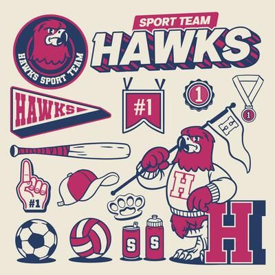 Eagle Mascot Object Sport Set in Vintage Hand Drawn Design 28297832 Vector Art at Vecteezy Retro T-shirt With Team Logo For Sports Events, Sports Fan Mascot T-shirt, Retro Mascot Logo, Vintage School Mascot, Hawk Mascot, Eagle Mascot, Sports Graphics, Logo Banners, Cityscape Photos