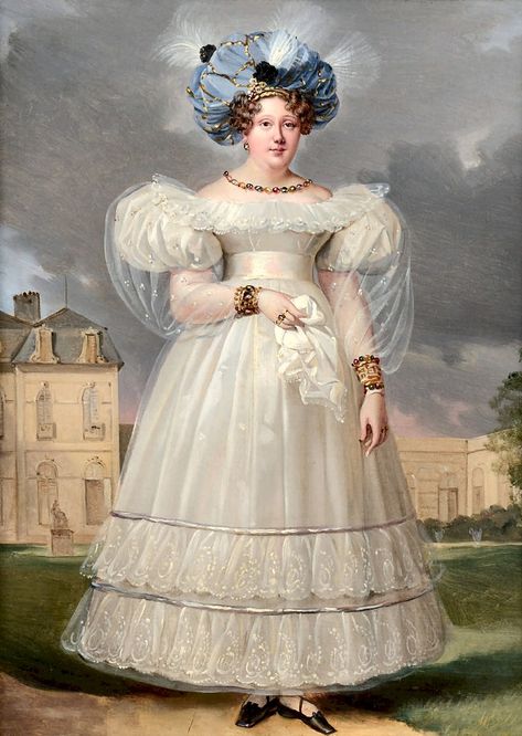 1830s Hair, 1830s Fashion, Maria Isabel, Leg Of Mutton Sleeve, Romantic Era, Historical Women, European Dress, 19th Century Fashion, Second Wife