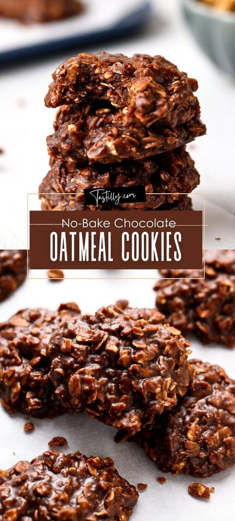 Quick & Easy No-Bake Chocolate Oatmeal Cookies – Tastilly Desserts Made With Cocoa Powder, Quick Easy Sweets To Make, No Bake Oatmeal Cookies 4 Ingredients, No Bake Oatmeal Peanut Butter Chocolate Chip Cookies, Chocolate Oatmeal Cookies No Bake, No Bake Choc Oatmeal Cookies, Oatmeal Cocoa No Bake Cookies, No Bake Chocolate Oatmeal Drop Cookies, Easy Cookies Few Ingredients