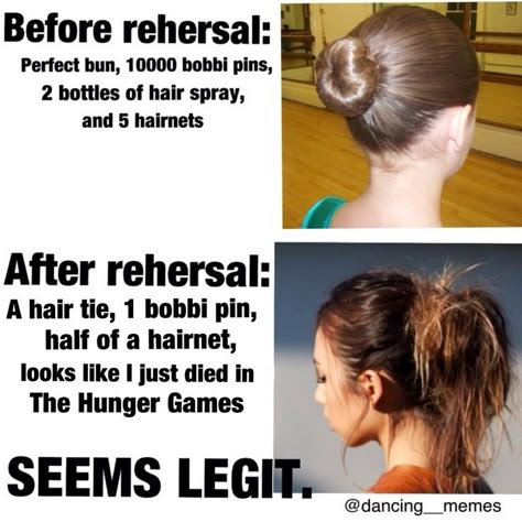 True. #buns #hair #struggle Dance Problems, Ballet Quotes, Dancer Problems, Dance Memes, All About Dance, Memes In Real Life, Dance Quotes, Dance Humor, Irish Dance