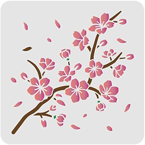 Cherry Blossom Stencil Template 11.8x11.8inch Plastic Cherry Blossom Branch Drawing Painting Stencils Square Reusable Flowers Stencils for Home Decor Painting and DIY Projects - Walmart.com Cherry Blossom Branch Drawing, Blossom Branch Drawing, Cherry Blossom Stencil, Branch Drawing, Cherry Blossom Pattern, Painting Stencils, Blossom Branch, Cherry Blossom Branch, Plastic Stencil