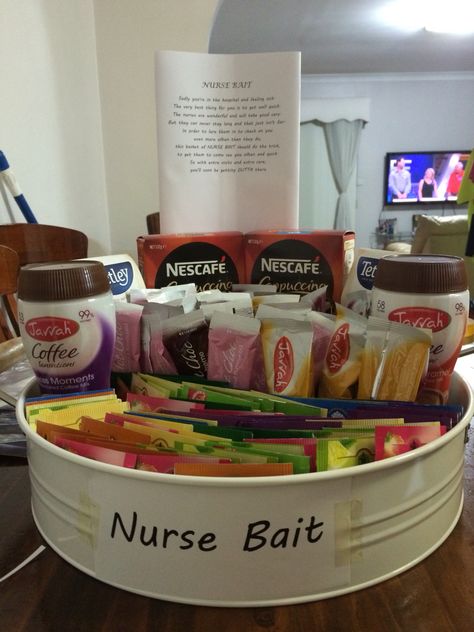 Staff Appreciation Ideas Healthcare, Nurse Baskets, Nurses Week Gift Ideas Diy, Nurse Basket, Employee Encouragement, Nurse Gift Baskets, Chemo Party, Nurses Gifts Diy, Thank You Nurse Gifts