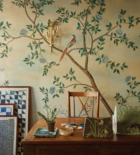 Nordic Garden, Chinoiserie Room, Bedroom Revamp, De Gournay Wallpaper, Vietnam Art, Hand Painted Wallpaper, Chinoiserie Wallpaper, Contemporary Crafts, Private Dining