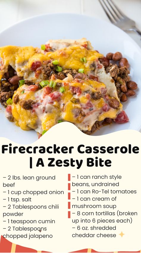 Firecracker Casserole, Firecracker Casserole Ground Beef, Mccormick Quesadilla Casserole, Tex Mex Cowboy Casserole, Mexican Tortilla Casserole, Taco Bake Casserole Allrecipes, Doritos Taco Hash Brown Casserole, Tortilla Casserole, Corn Tortillas