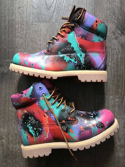 Hand Painted Boots, Custom Timberland Boots, Jaden Smith Fashion, Painted Boots, Timberland Boots Outfit Mens, Boots Leopard, Timberland Boots Outfit, Leopard Print Boots, Painted Sneakers