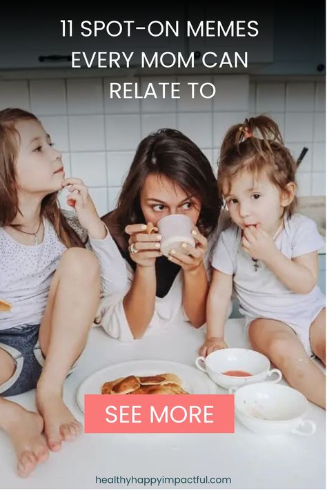 Mom and two kids eating breakfast together in the kitchen. Cooking Mom Aesthetic, Riddles Kids, Relatable Mom, Inspirational Quotes For Moms, Laughing Out Loud, Motherhood Funny, Always Be Thankful, Funny Text Conversations, Mom Memes