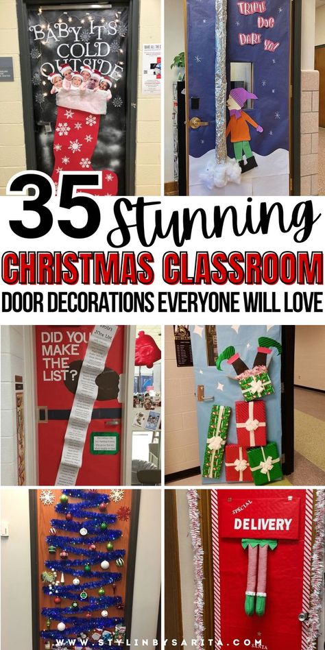 Christmas classroom door decorations Teacher Door Christmas Decorations, Decorating Door For Christmas, Christmas Decor Ideas For School Doors, Oh Deer Door Decoration, Christmas Classroom Doors Ideas, Christmas Decor For Classroom Door, Diy Door Christmas Decor, Classroom Decor Christmas Ideas, Decorate Door For Christmas At Work