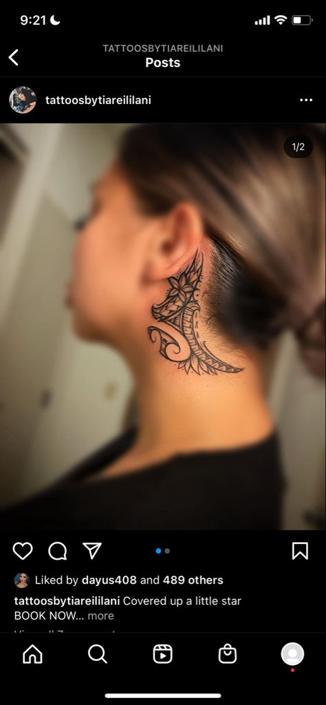 Behind Ear Polynesian Tattoo, Hawaiian Ear Tattoo, Hawaiian Tattoo Behind Ear, Polynesian Tattoo Behind Ear, Polynesian Ear Tattoo, Samoan Woman Tattoo, Cook Island Tattoo Women, French Polynesian Tattoo, Hawaiian Tribe Tattoos For Women