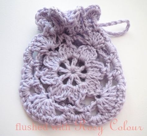 Crochet Patterns Bag, Crochet Sachet, Crochet Drawstring Bag, Puff Stitch Crochet, Bobble Stitch Crochet, Crochet Pouch, Lavender Bags, Crochet Goodies, Crochet Dishcloths