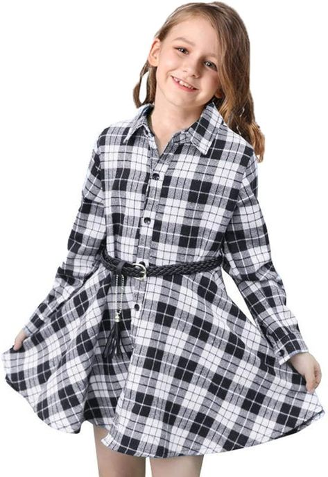 Amazon.com: CNKIDS Girls Casual Dress Belt Long Sleeve Buffalo Check Black White Plaid Dresses for Kids,10T : Clothing, Shoes & Jewelry Plaid Dresses, Girls Long Sleeve Dresses, Long Sleeve Ruffle Dress, Dresses For Kids, Red Plaid Dress, Red Long Sleeve Dress, Girls Christmas Outfits, Girls Casual Dresses, Casual Party Dresses