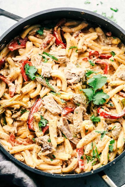 Creamy Pork Carnitas Pasta Carnitas Pasta, Pulled Pork Pasta, Leftover Carnitas, Shredded Pork Recipes, Pork Pasta, Creamy Pasta Recipes, Leftover Pork, Carnitas Recipe, The Recipe Critic