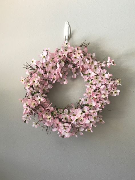 Cherry Blossom Wreath, Homemade Wreaths, Hand Painted Wood Sign, Accent Doors, Decor Crafts, Door Wreaths, Cherry Blossom, Cherry, Wood Signs