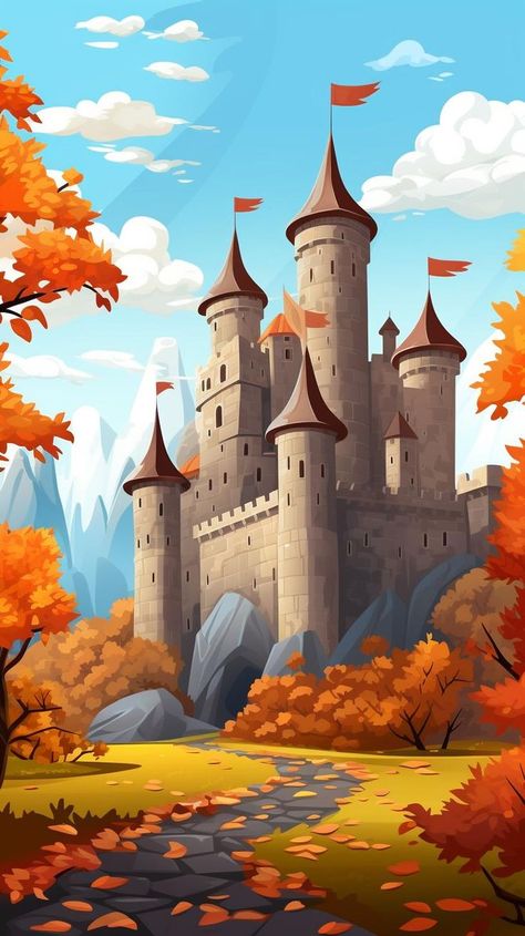 Discover the enchanting beauty of Citadel Towers surrounded by the vibrant hues of autumn foliage. These majestic structures stand tall amidst the stunning fall colors, creating a picture-perfect scene. #CitadelTowers #AutumnFoliage #TravelDestinations #NaturePhotography #FallColors #ScenicViews #AutumnalBeauty Game Art Style, Casual Game Art, Iphone Paper, Animated Photos, Autumn Background, Bike Poster, Autumn Foliage, Poster Background, Casual Game