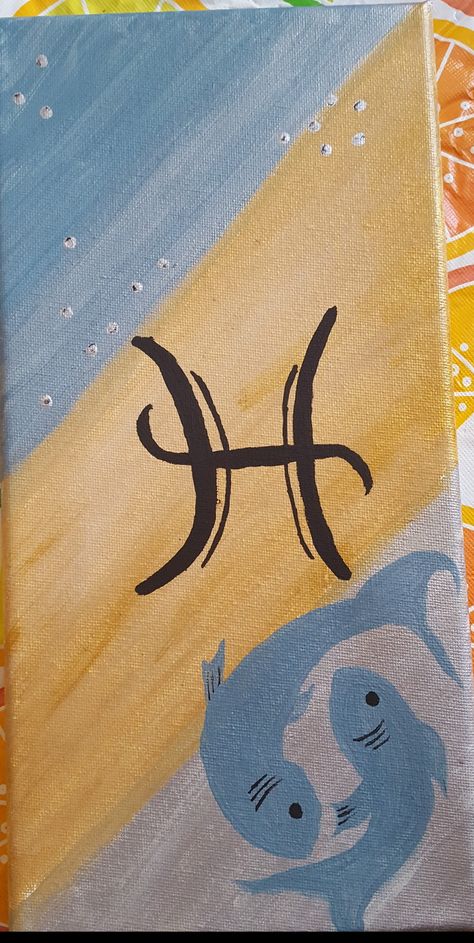 Pisces Painting, Small Canvas Art, Small Canvas, Easy Paintings, Art Diy, Painting Ideas, Astrology, Canvas Art, Paintings