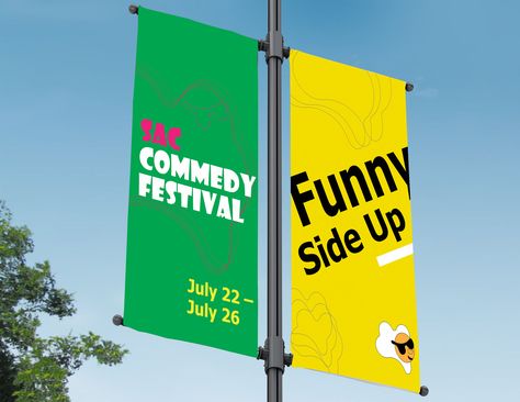 Festival Branding, Website Mockup, Comedy Festival, Promotional Banners, Comedy Show, Branding Mockups, Kochi, Sacramento, Banner Design