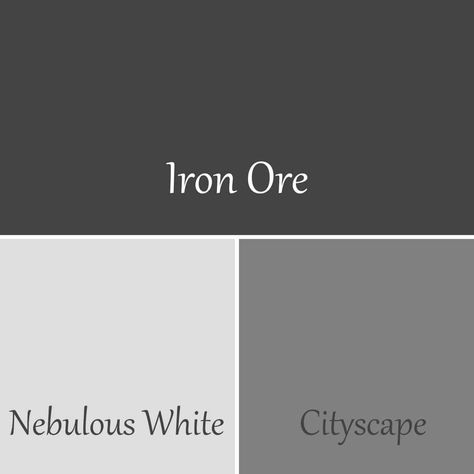 Everything you need to know about Sherwin Williams Iron Ore in this paint color review! Iron Ore Sherwin Williams Coordinating Colors, Iron Ore Exterior House With White Trim, Iron Ore Coordinating Colors, Salon Layout, Iron Ore Sherwin Williams, Sherwin Williams Iron Ore, White Grey Paint, Aesthetic Paint, Property Business