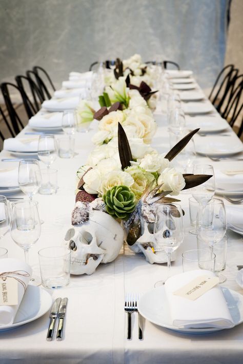 Sugar Skull Wedding, Bohemian Backyard, Edgy Bridal, Wedding Centerpieces Mason Jars, Motorcycle Wedding, Skull Wedding, Bryan Adams, Goth Wedding, Fall Wedding Centerpieces