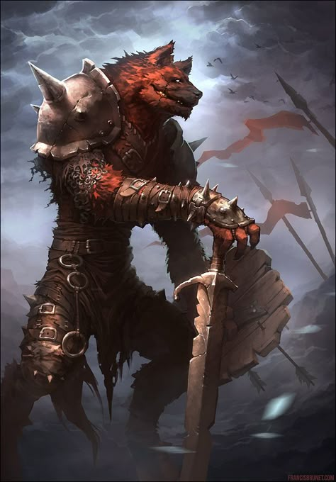 Werewolf Art, Heroic Fantasy, Awesome Wallpapers, Dnd Monsters, Fantasy Beasts, Fantasy Races, Fantasy Concept, Dungeons And Dragons Characters, Dnd Art