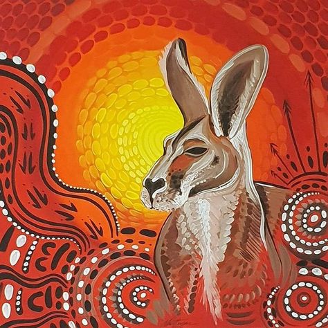 Kangaroo Aboriginal Art, Aboriginal Art Kangaroo, Australian Animal Art, Aboringal Art, Kangaroo Painting, Aboriginal Animals, Aboriginal Art Australian, Aboriginal Tattoo, Kangaroo Art