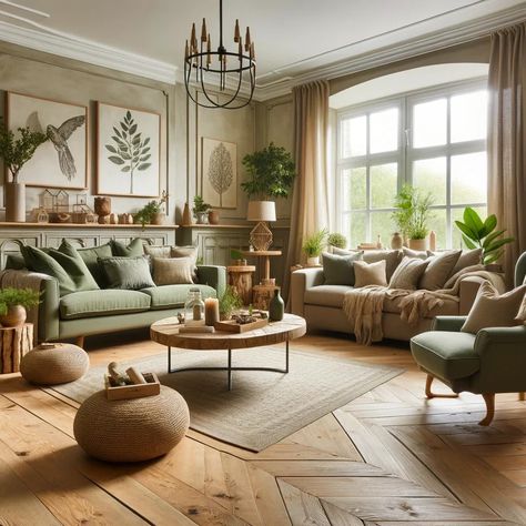 olive green furniture with light wood floors Olive Green And Cream Living Room, Furniture With Light Wood Floors, Living Room Ideas Olive Green, Wood Floors Living Room Decor, Olive Green Living Room Color Scheme, Light Wood Floors Living Room, Olive Green Interior Design, Olive Green Furniture, Wood Floors Living Room