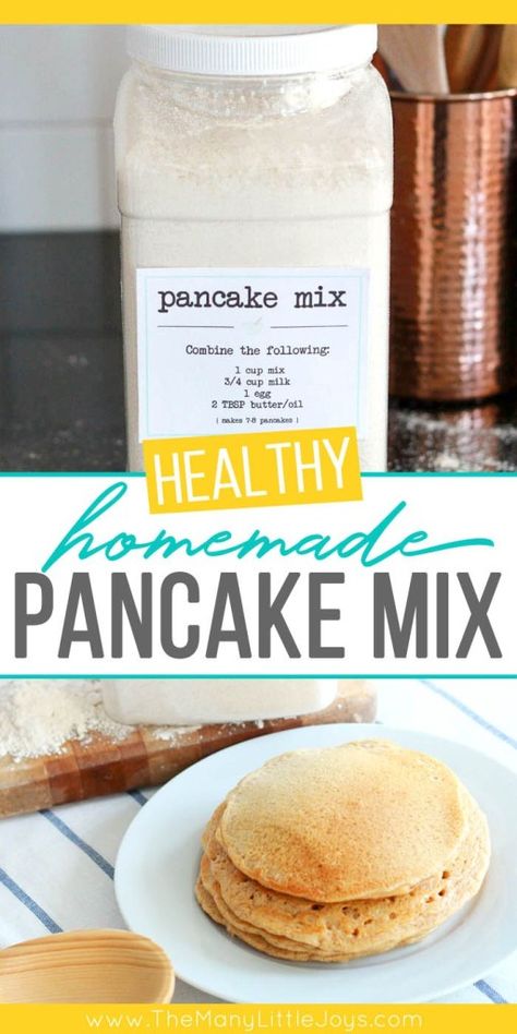 Healthy Homemade Pancake Mix - The Many Little Joys Diy Pancake Mix, Healthy Pancake Mix, Homemade Pancake Mix Recipe, Pancake Mix Recipe, Homemade Pancake Mix, Healthy Pancake, Banana Pancakes Recipe, Homemade Pancakes, Pancakes Healthy