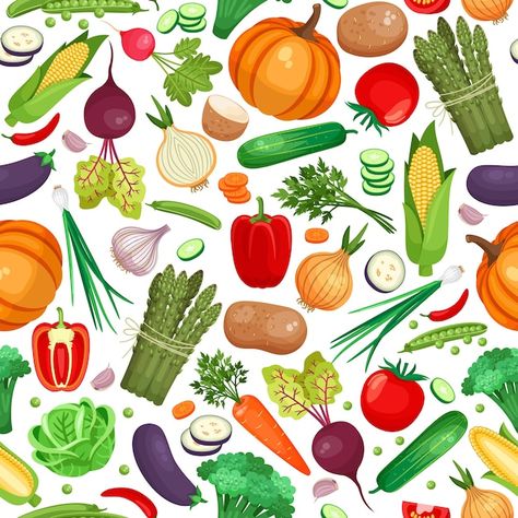 Kitchen Mural, Market Illustration, Autumn Patterns, Gluten Free Vegetables, Ideas Cocina, Benefits Of Organic Food, Vegetable Cartoon, Food Background, Vegetable Illustration