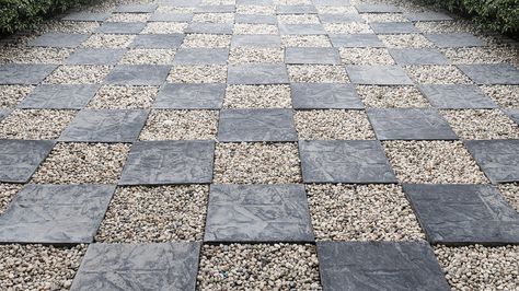 Grass Checkerboard Patio, Checkerboard Patio Floor, Checkered Paver Walkway, Checkerboard Pavers, Checkered Patio, Checkered Garden, Cheap Pavers, Concrete Yard, Grass Pavers