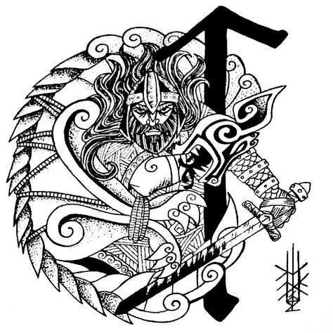 Tyr tattoo Tyr Norse God Art, Tyr Tattoo, Berserker Tattoo, Tattoo Queen, Fenrir Tattoo, Viking Warrior Tattoos, Pagan Tattoo, Arte Viking, Viking Tattoo Symbol