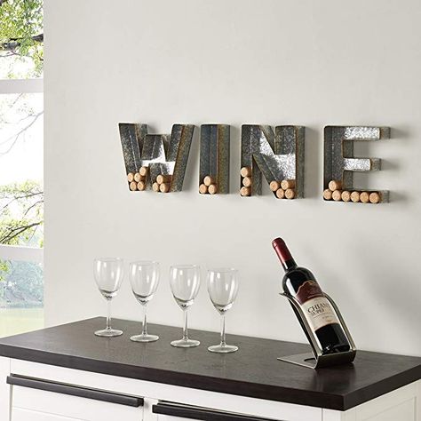 Danya B. HG11415 Wall Mount Decorative Galvanized Metal Art Wine Letters Cork Holder Wine Wall Decor, Galvanized Sheet Metal, Wine Decor Kitchen, Wine Cork Holder, Cork Holder, Wine Kitchen, Galvanized Sheet, Plate Wall Decor, Wine Wall