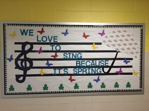 Spring music bulletin board Spring Music Bulletin Boards, Bulletin Boards High School, Choir Bulletin Boards, Music Room Bulletin Boards, Music Classroom Bulletin Boards, Music Bulletin Board, High School Bulletin Boards, Music Bulletin Boards, Christmas Bulletin Boards