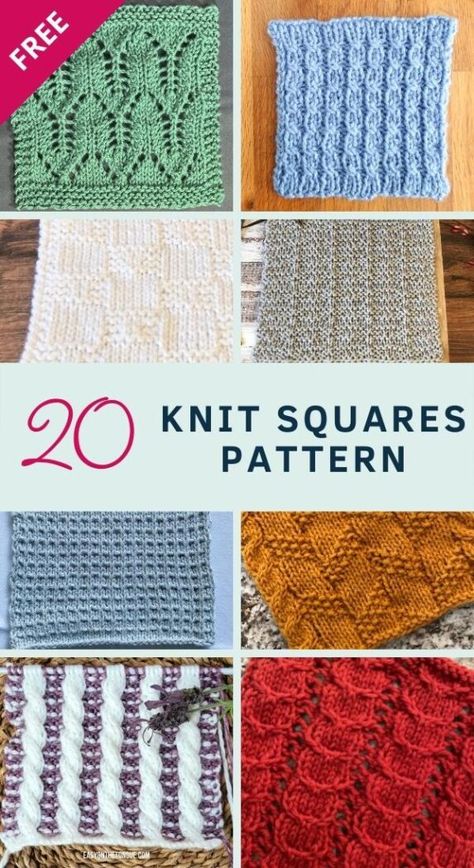 Knitting blankets made out of squares is such a fun way to learn new stitches and techniques! Check out these 20 free knit blanket square patterns. Knitted Blocks Squares, Knitted Lace Squares Pattern Free, Knitting Granny Squares Pattern, Granny Square Knitting, Knit Squares Sweater, 8 Inch Knitted Square Pattern, Knitted Afghan Squares Patterns Free, Knitting Sampler Blanket Squares, Free Knitting Square Patterns