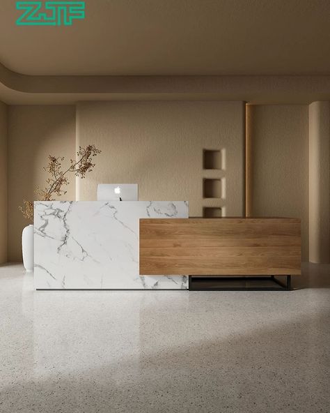 Marble reception desk WhatsApp me:+8613290855362 #receptiondesk #receptiontable #receptioncounter #counter #fronttable #frontcounter #frontdesk #checkoutcounter #salonreceptiondesk #salon #nailsalon #hairsalon #beautysalon Small Reception Design, Cash Counter Design Retail Shops, Small Office Reception Design, Reseption Zone Design, Marble Reception Desk, Marble Reception, Small Reception Desk, Check Out Counter, Small Reception